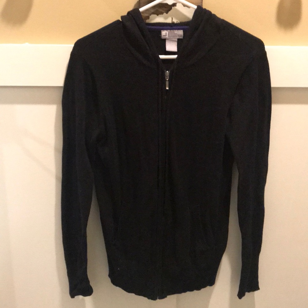 Black hooded cardigan